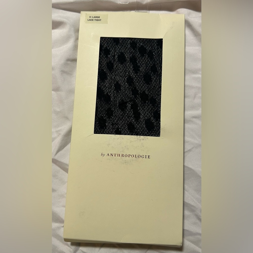Anthropologie Lace Tights Hosiery Black Sz X-Large New